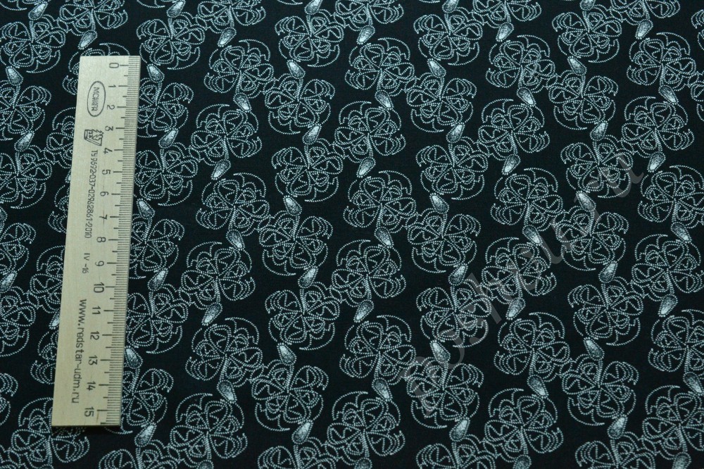 Сорочечная ткань из хлопка черного цвета с узором
