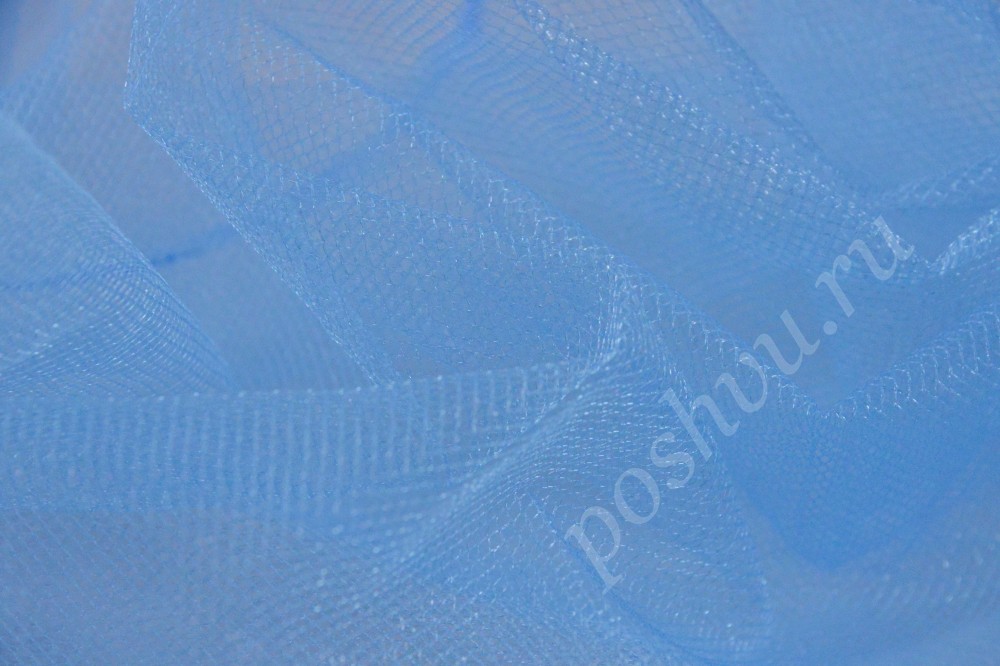Ткань сетка-стрейч эффектного небесно-голубого оттенка