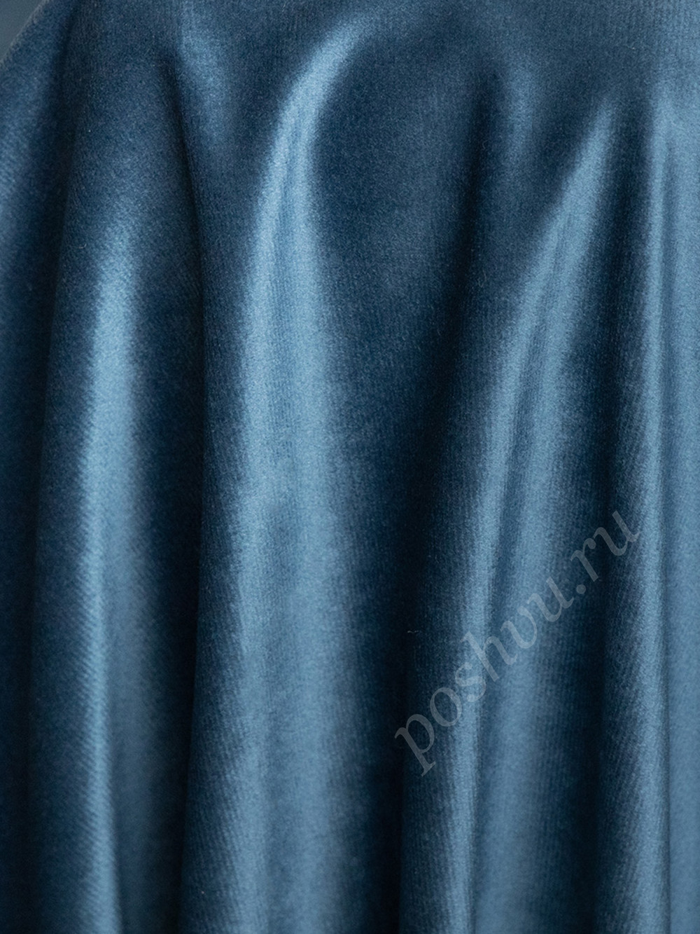 Ткань портьерная велюр MONACO синего цвета