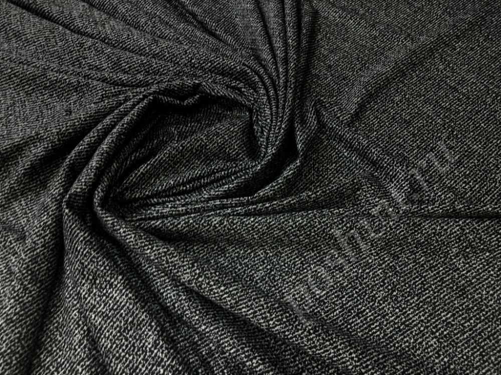 Ткань трикотаж меланж черно-белого цвета