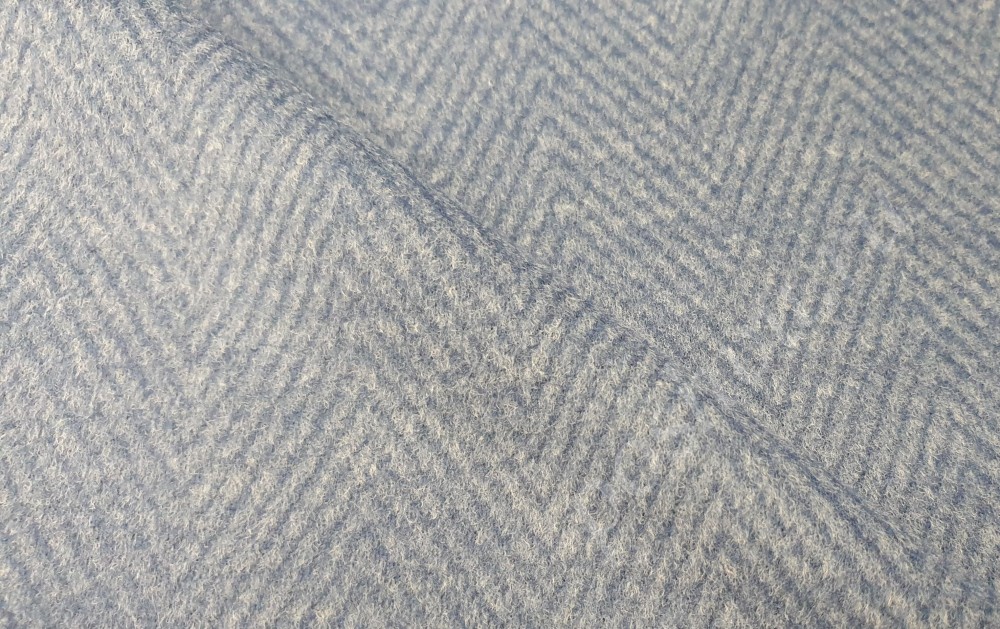 Пальтовая ткань Елочка серо-голубая