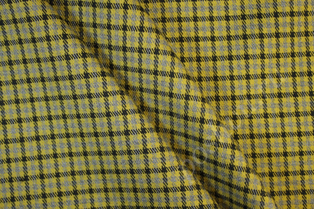 Костюмная ткань желтого цвета в клетку