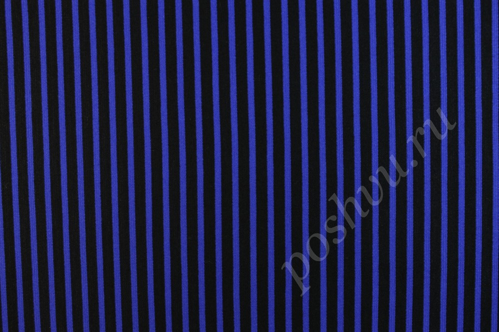 Ткань трикотаж в выразительную черно-синие полосы