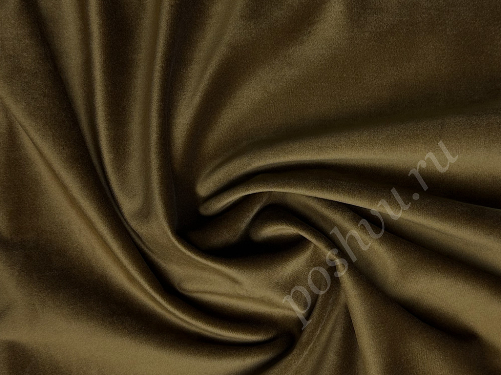 Портьерная ткань бархат VELVET BRUGGE однотонная коричневого цвета, шир.280см