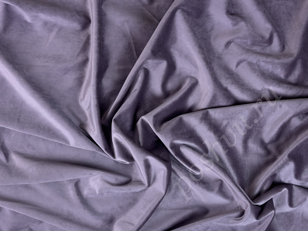 Портьерная ткань бархат VELVET BRUGGE однотонная лилового цвета, шир.280см