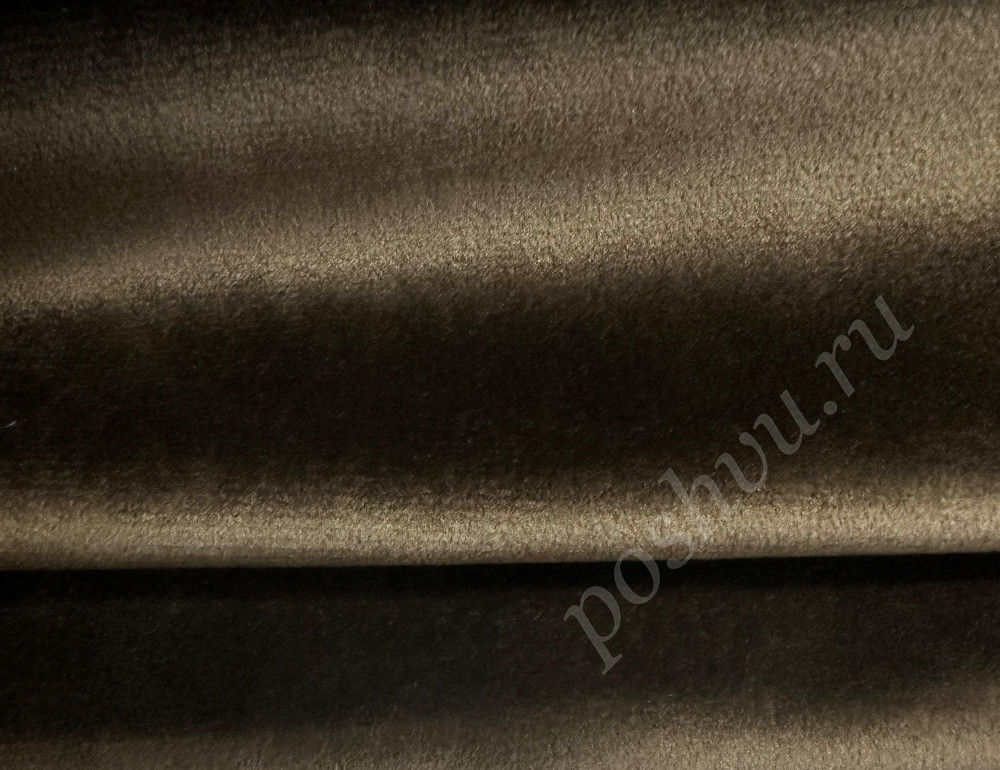 Портьерная ткань бархат VELVET BRUGGE однотонная шоколадного цвета, шир.280см