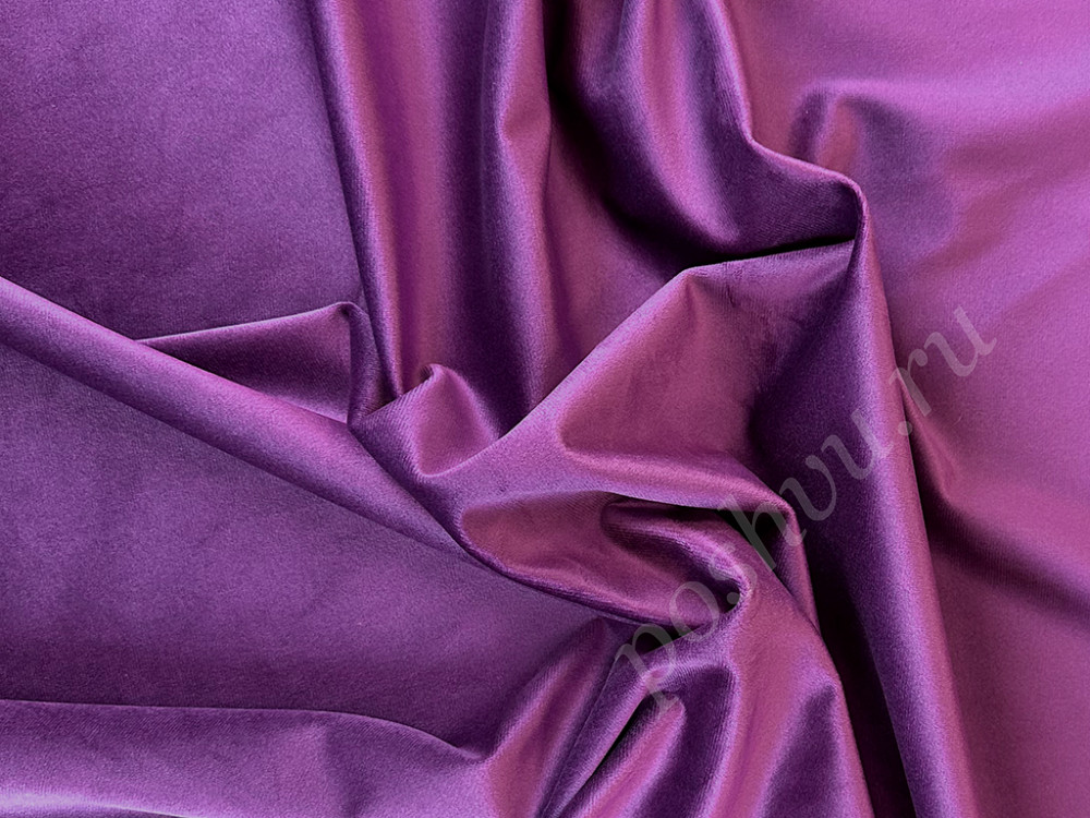Портьерная ткань бархат VELVET BRUGGE однотонная ярко-фиолетового цвета, шир.280см
