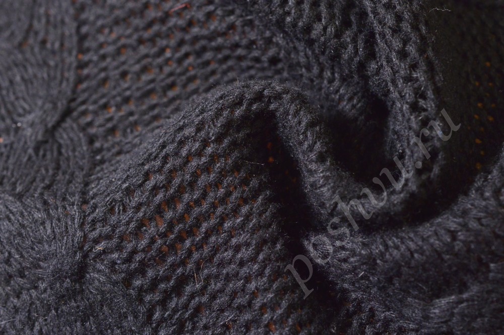 Ткань вязаное полотно чёрного цвета