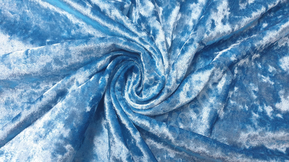 Бархат-стрейч мраморный плотный, цвет Голубой