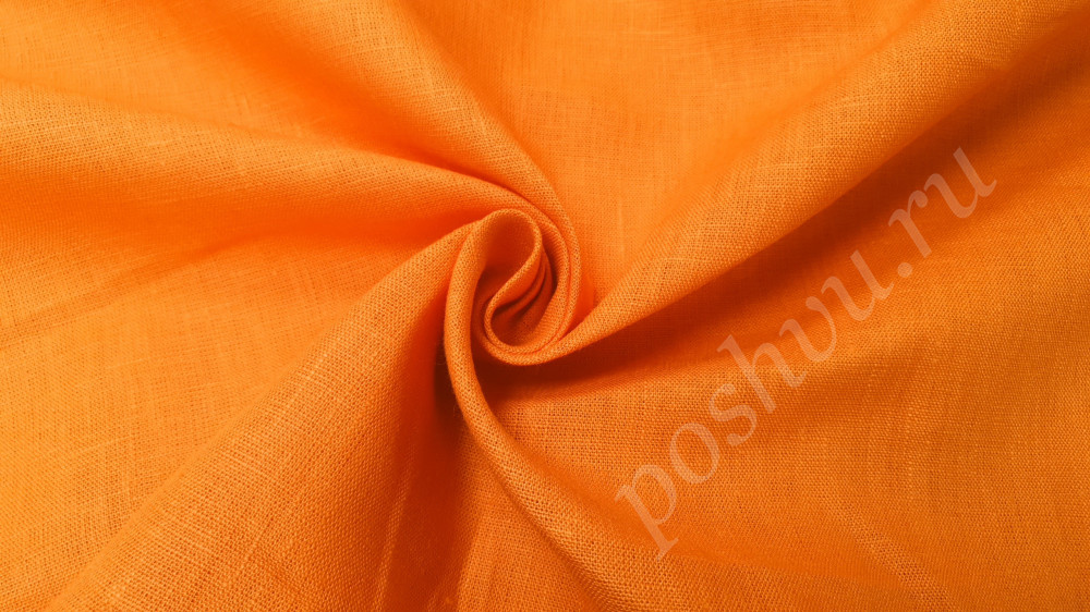 Оранжевая льняная скатерная ткань, 100% лён