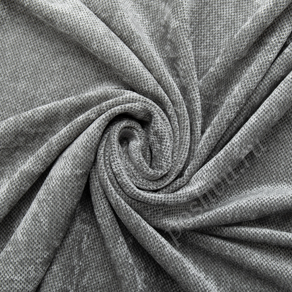Портьерная ткань HAMLET серого цвета с ворсом, выс.295см