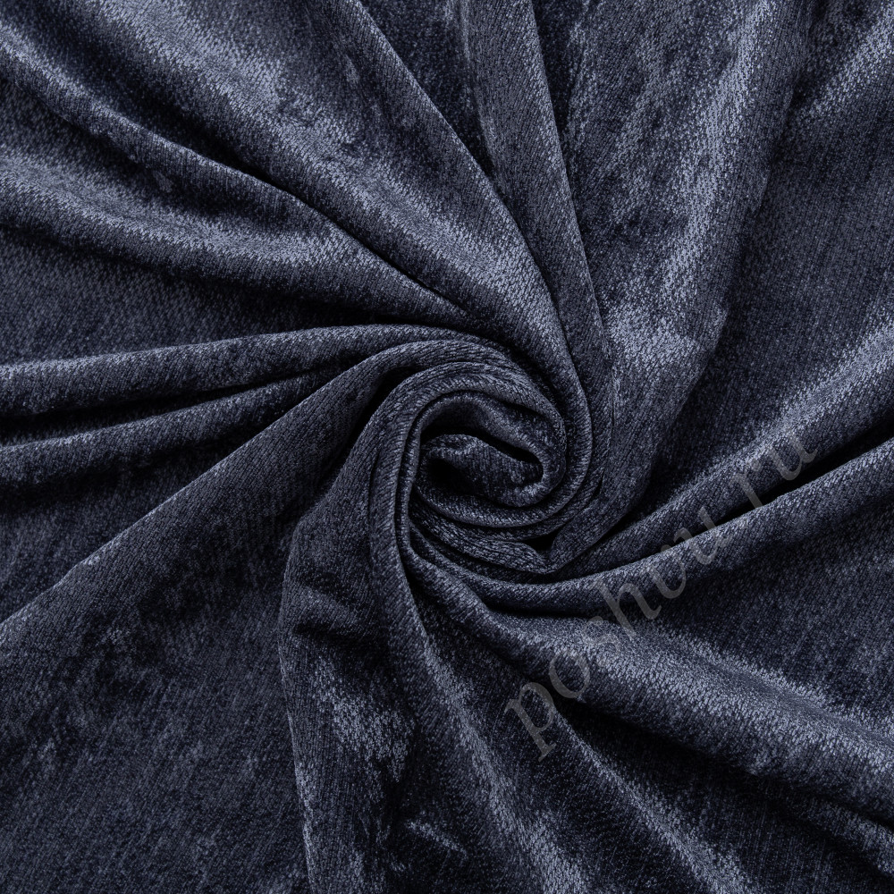 Портьерная ткань HAMLET синего цвета с ворсом, выс.295см