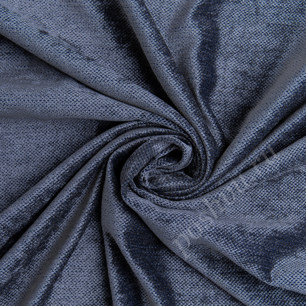 Портьерная ткань HAMLET темно-голубого цвета с ворсом, выс.295см