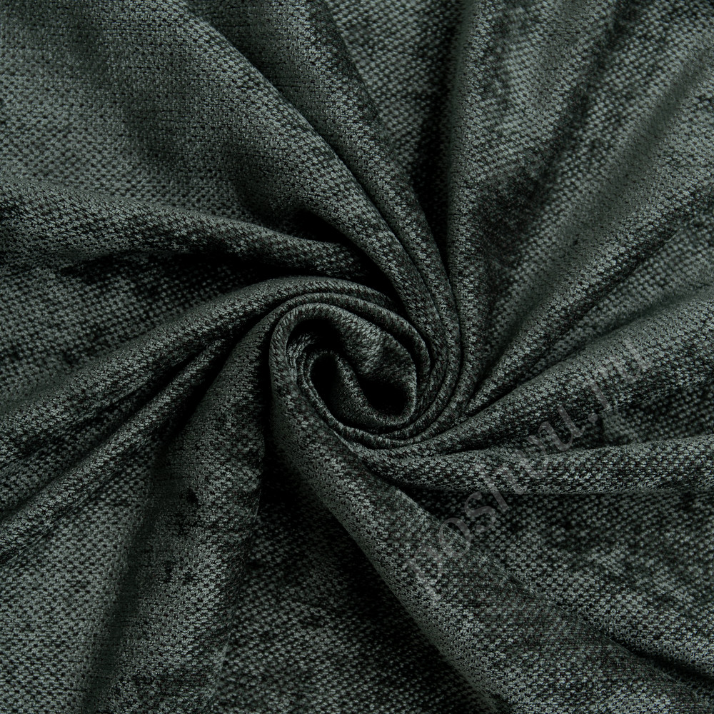 Портьерная ткань HAMLET темно-зеленого цвета с ворсом, выс.295см
