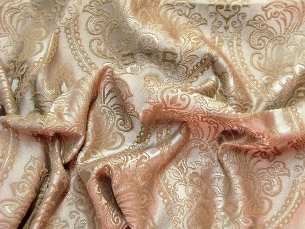 Портьерная ткань FASHION NATURA бежевого цвета с вензелями (445г/м2)