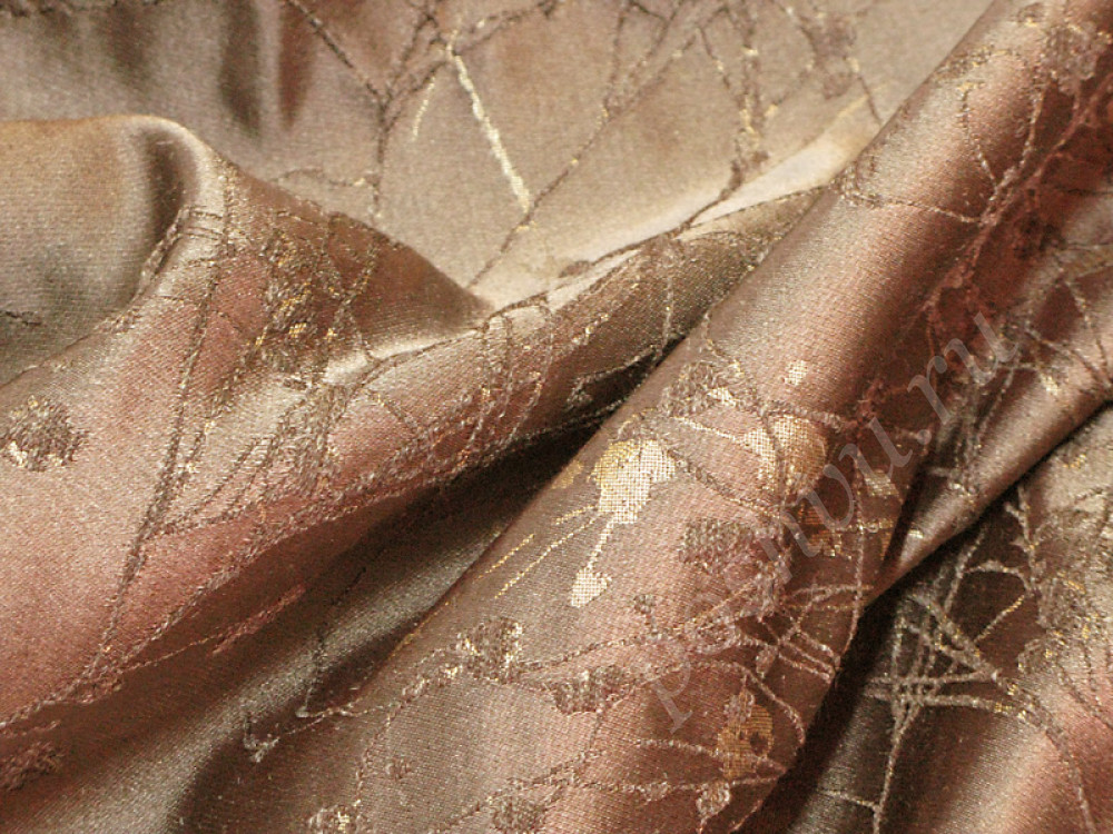 Портьерная ткань FASHION NATURA коричневого цвета с веточками (445г/м2)