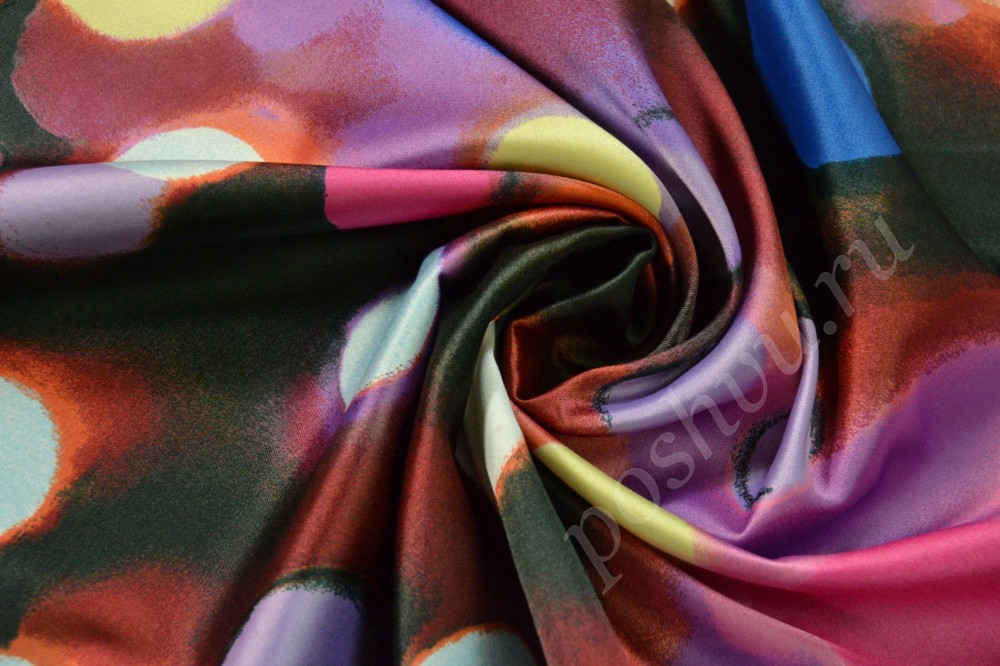 Ткань атлас в разноцветные шары