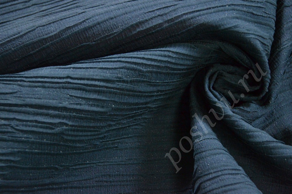 Ткань шелк-плиссе темно-синего оттенка