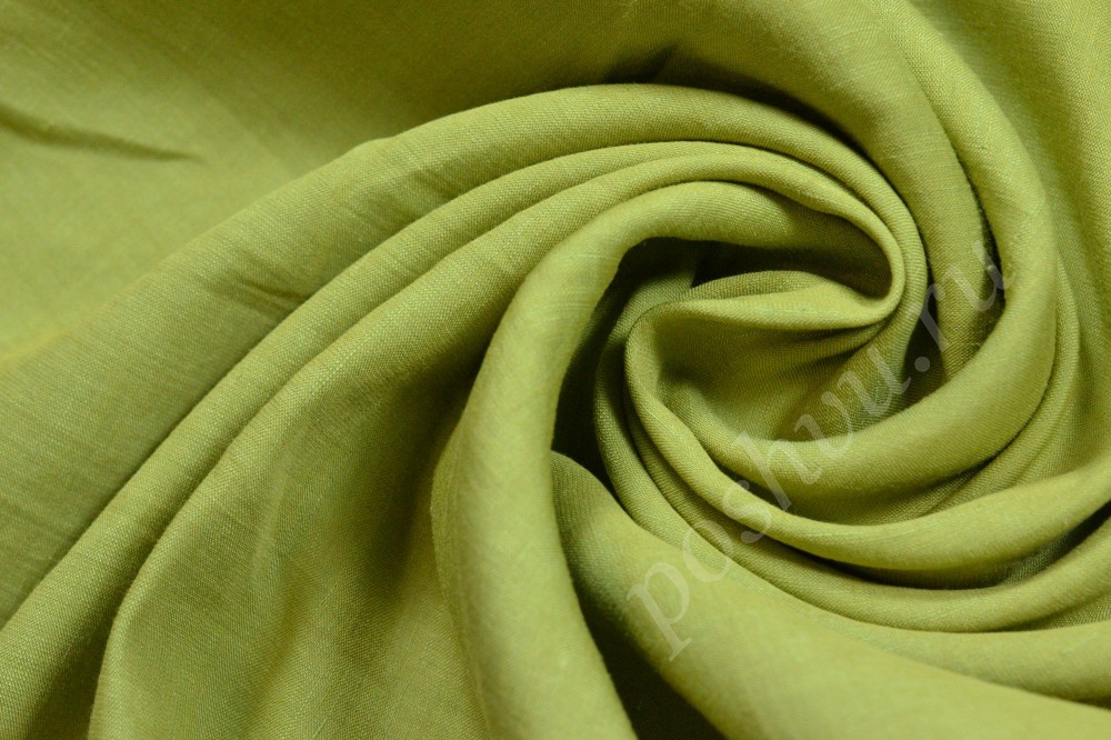 Ткань лен ярко-оливкового оттенка