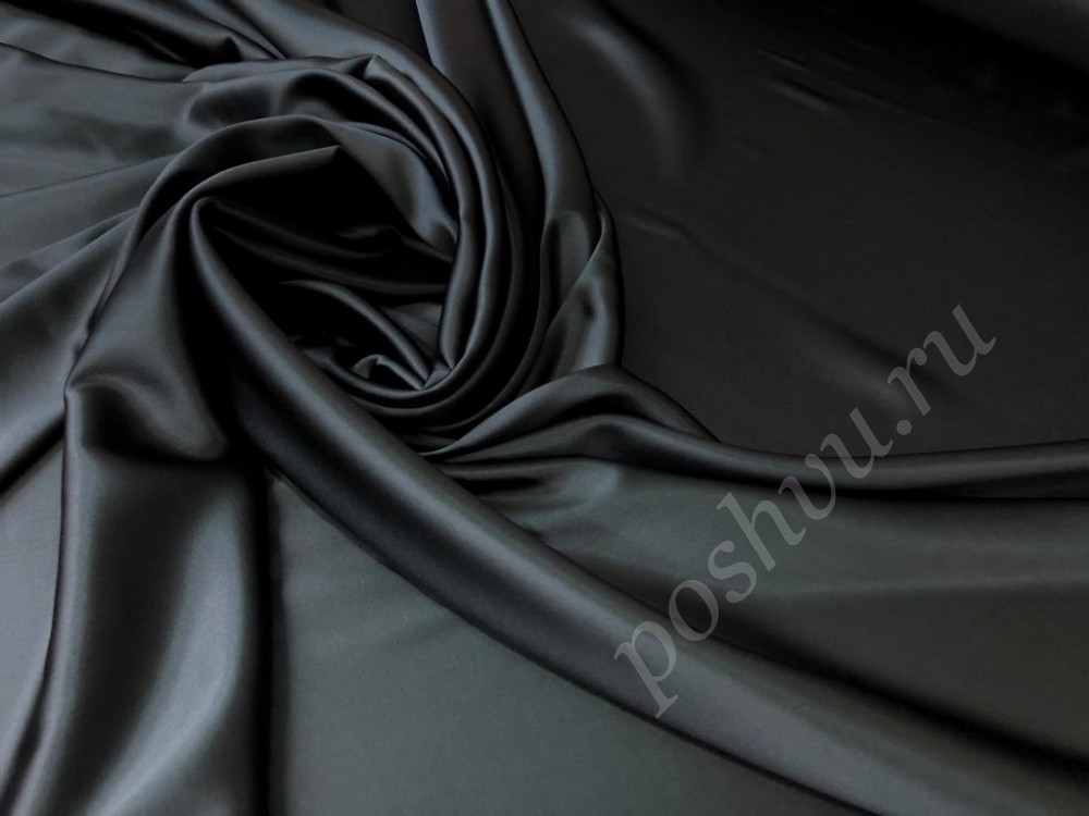 Натуральная шелковая ткань, черная