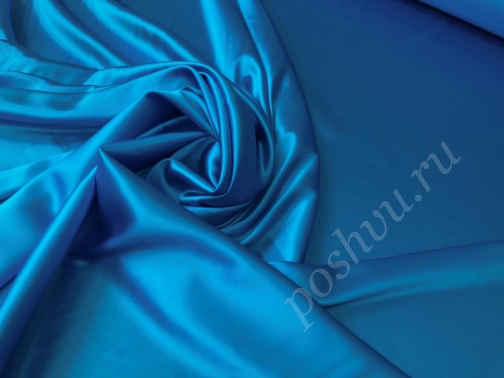 Натуральная шелковая ткань, синяя