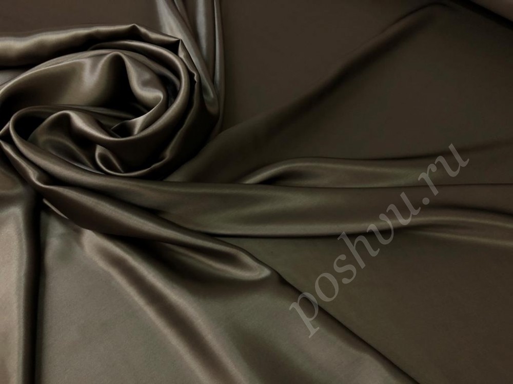 Натуральная шелковая ткань, темно-коричневый