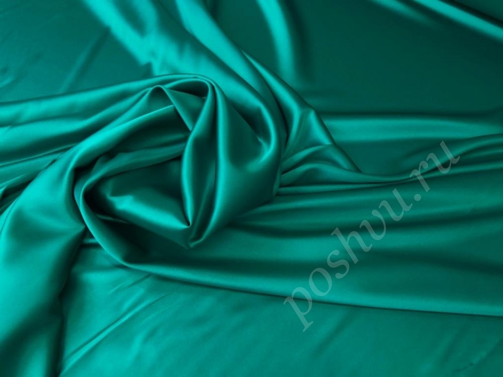 Натуральная шелковая ткань, зеленая