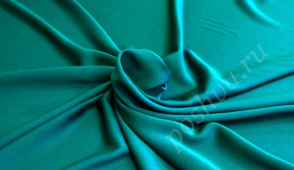 Натуральная шелковая ткань темно-бирюзового цвета