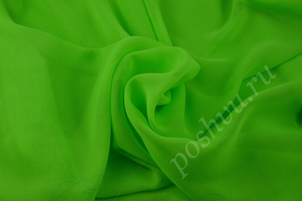 Ткань яркий однотонный шифон светло-зелёного оттенка со скидкой