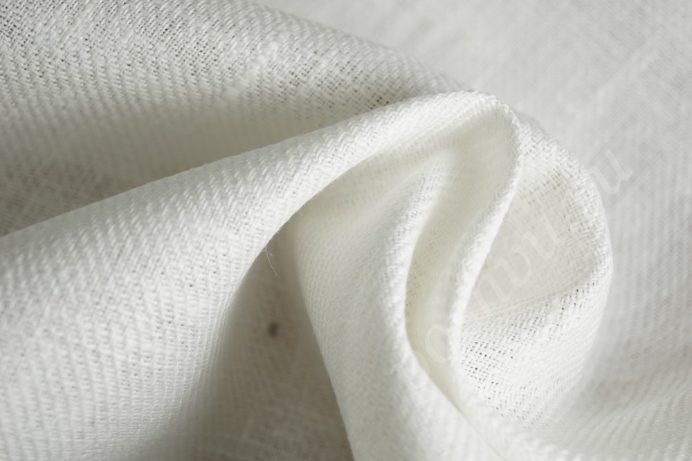 Ткань лен натуральный для скатертей снежно-белого оттенка