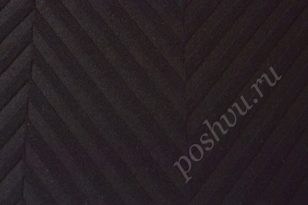 Пальтовая ткань чёрного цвета с узором в виде ёлочки