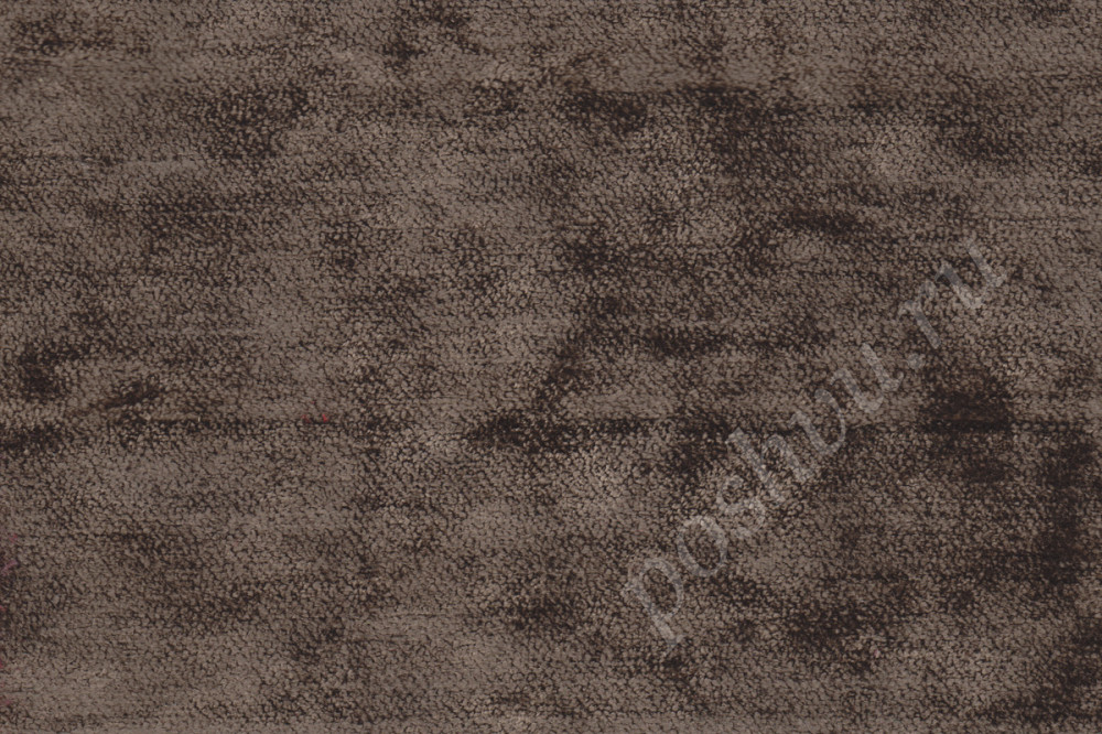 Портьерная ткань бархат PRADO однотонная коричневого цвета, шир.143см
