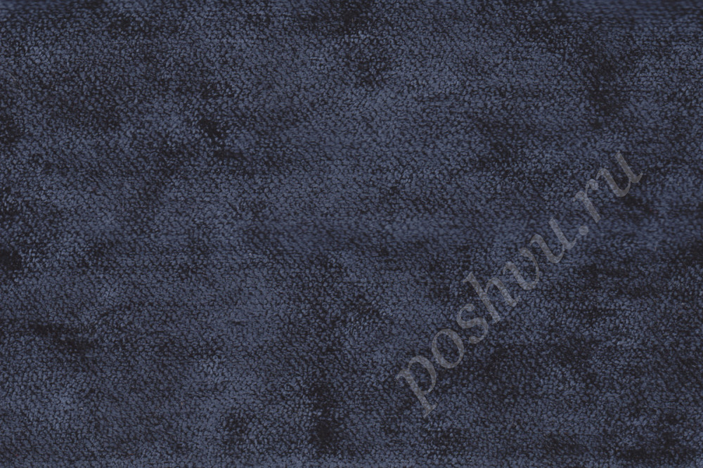 Портьерная ткань бархат PRADO однотонная темно-синего цвета, шир.143см