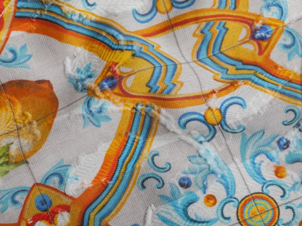 Ткань Хлопок  в абстрактный рисунок Сочный лимон