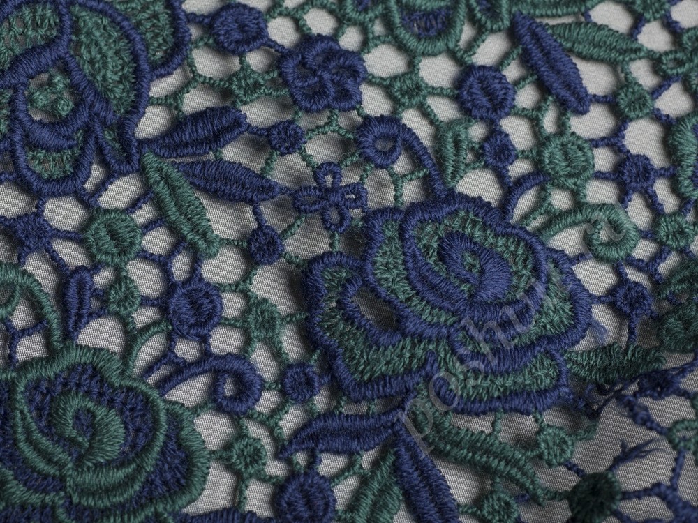 Ткань Кружево сине-зеленого оттенка