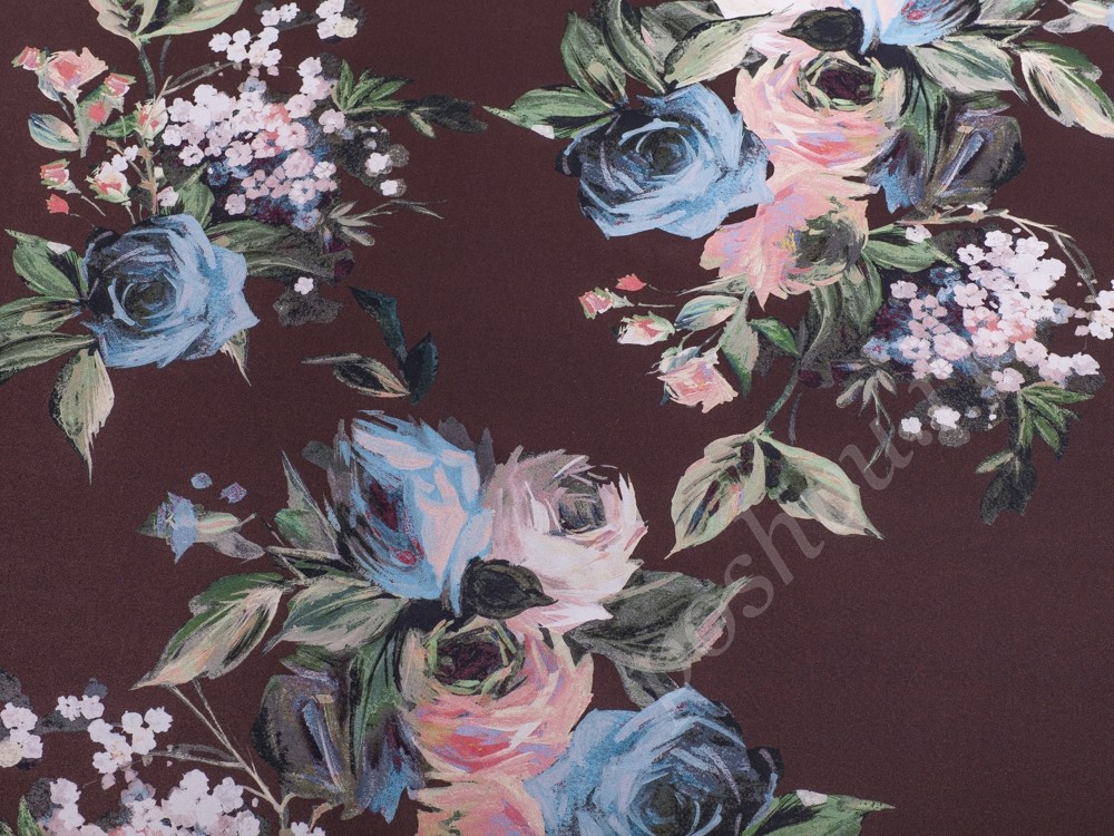 Ткань Шелк с ярким цветочным рисунком