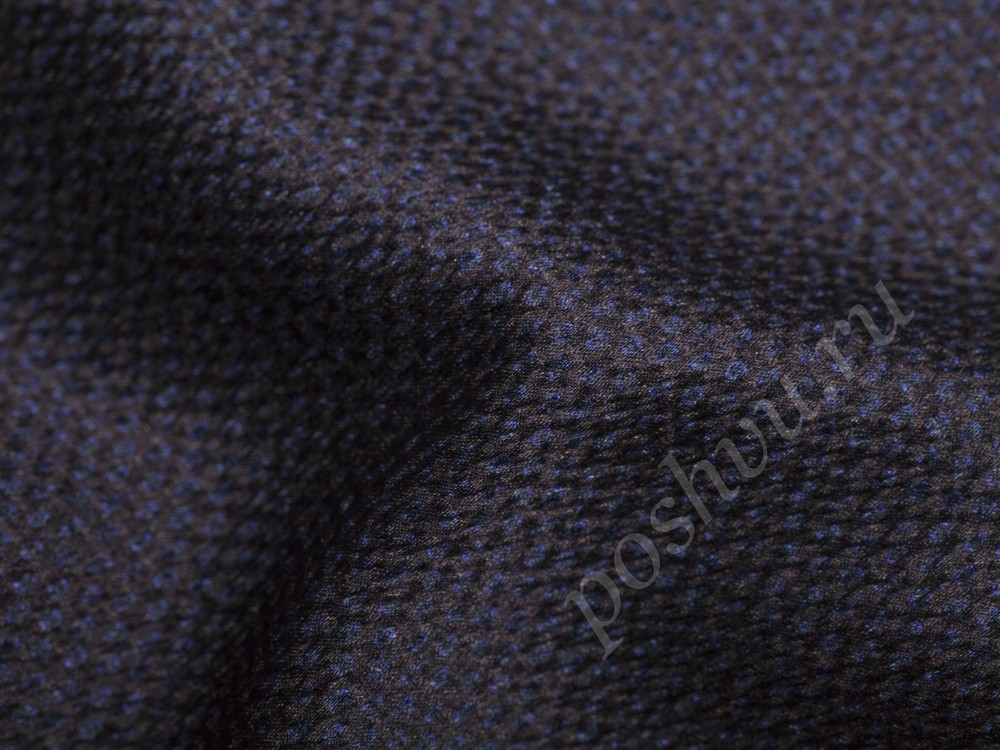 Ткань Шелк Armani темно-коричневого оттенка в синие вкрапления