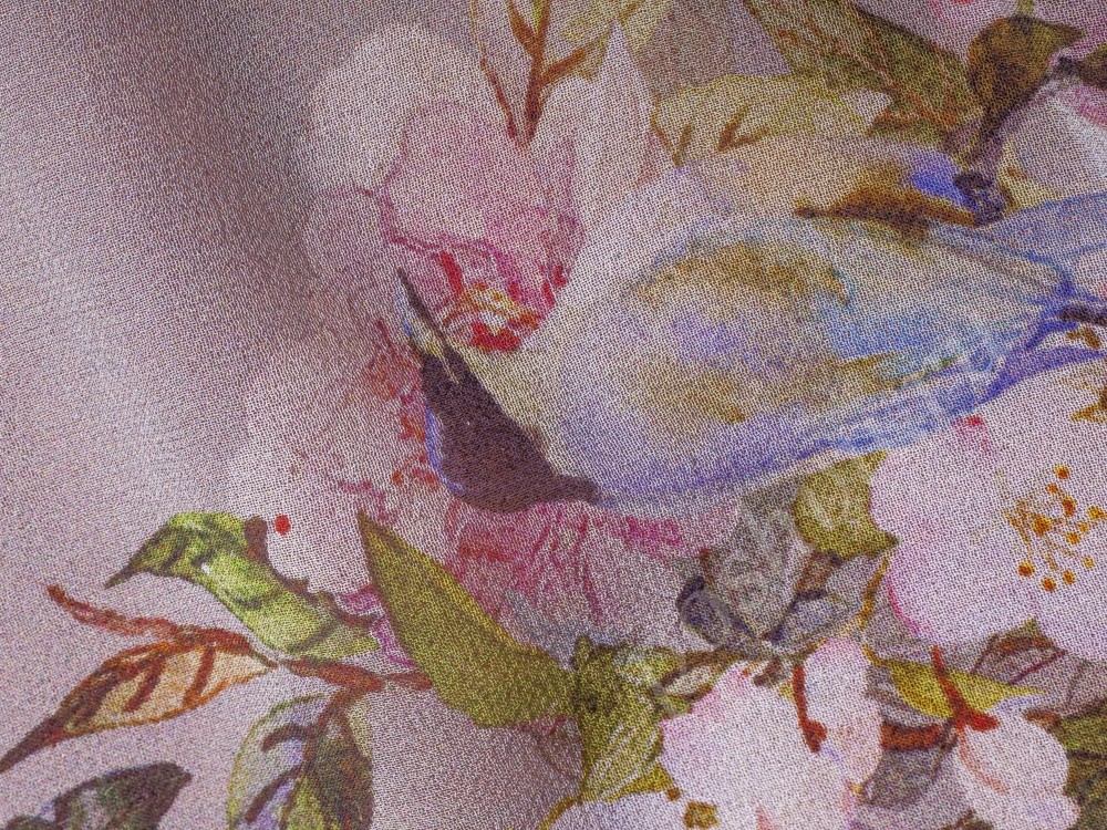 Ткань Шелковый шифон Весенний сад