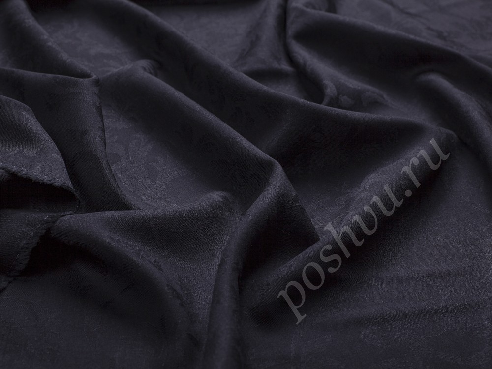 Ткань Шерсть Valentino костюмная черно-синего оттенка