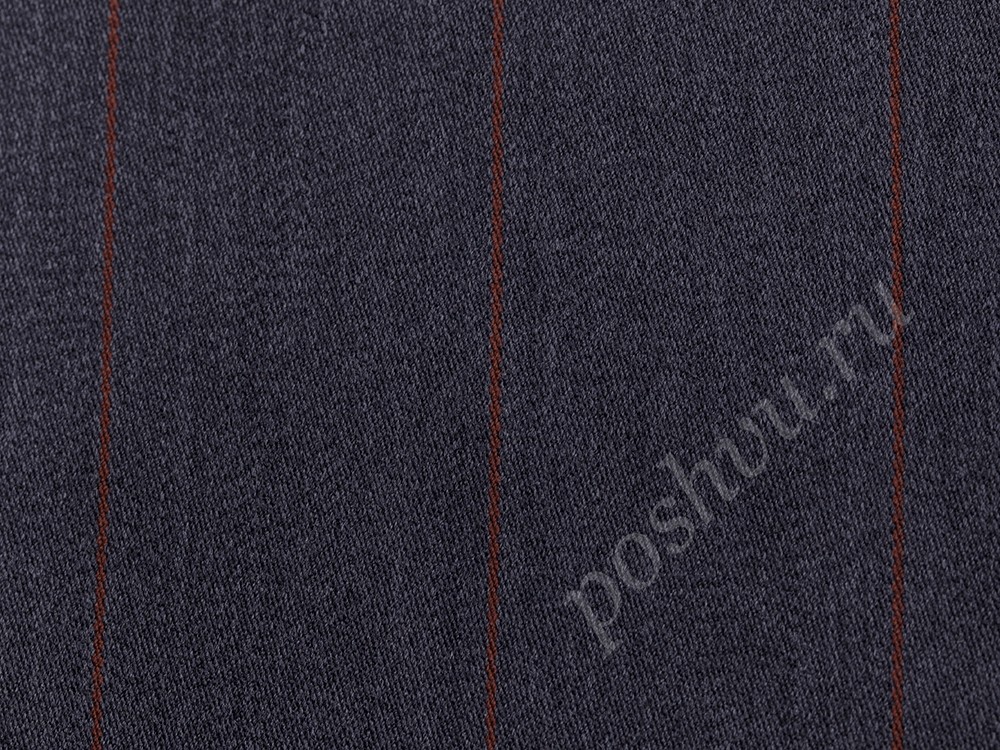 Ткань Шерсть костюмная серовто-синий оттенок в красную полосу