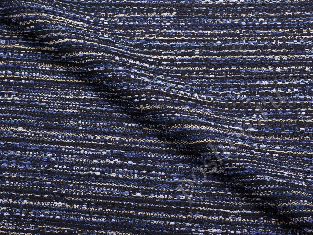 Ткань тип Шанель сине-черного цвета