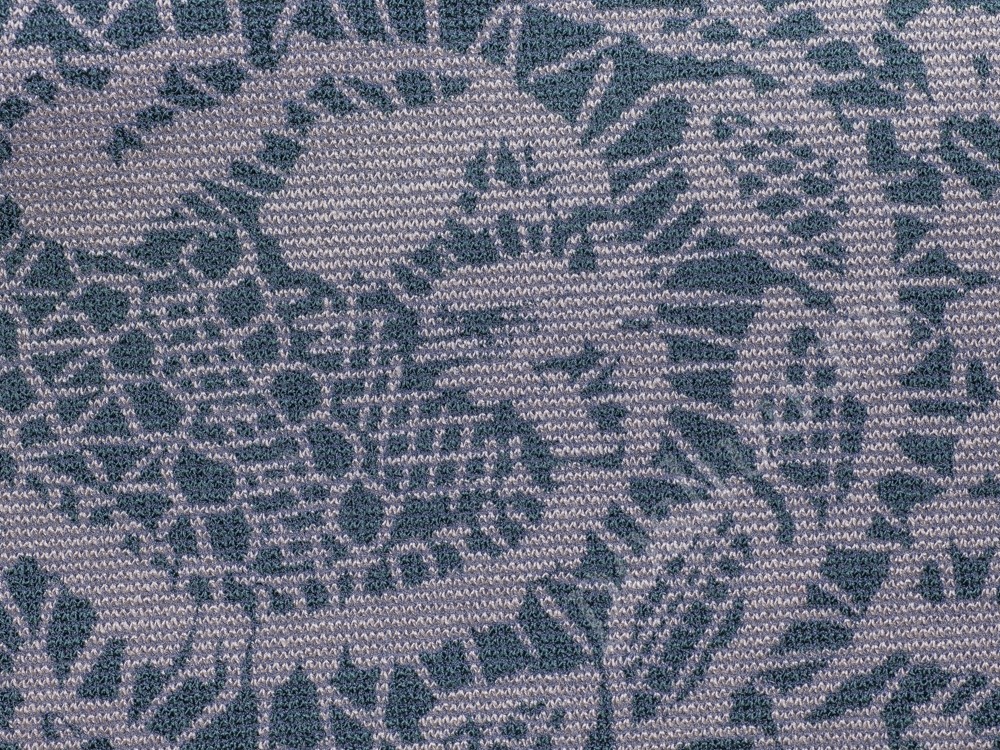 Ткань Вискоза синего оттенка с цветочным рисунком и оригинальным узором