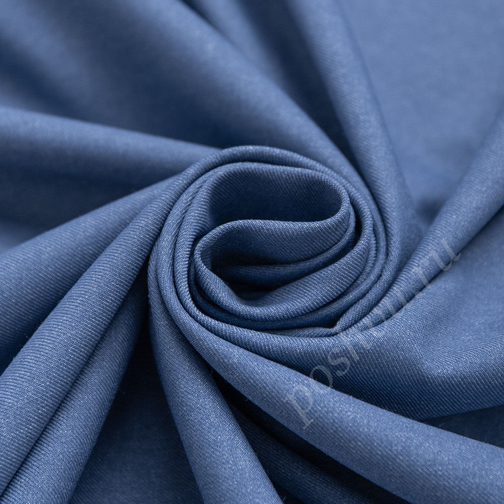 Портьерная ткань под шерсть LAINAGE синего цвета, выс.300см