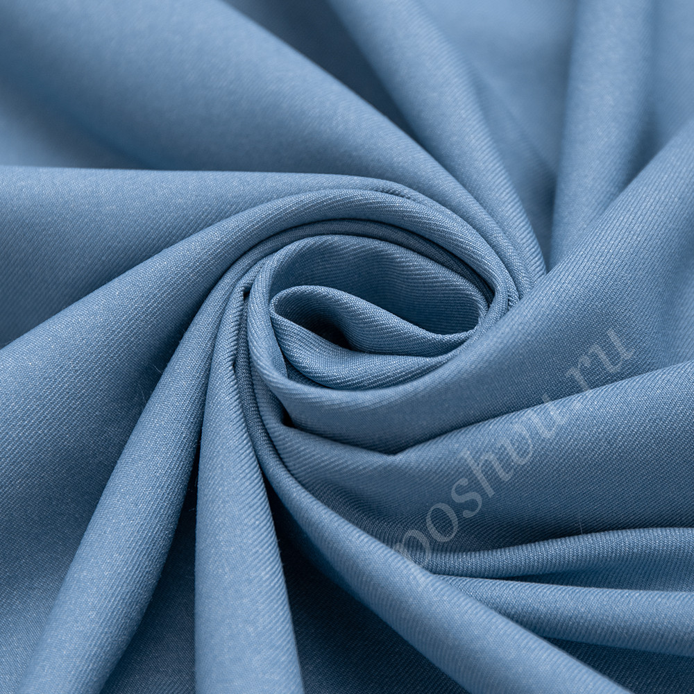 Портьерная ткань под шерсть LAINAGE темно-голубого цвета, выс.300см