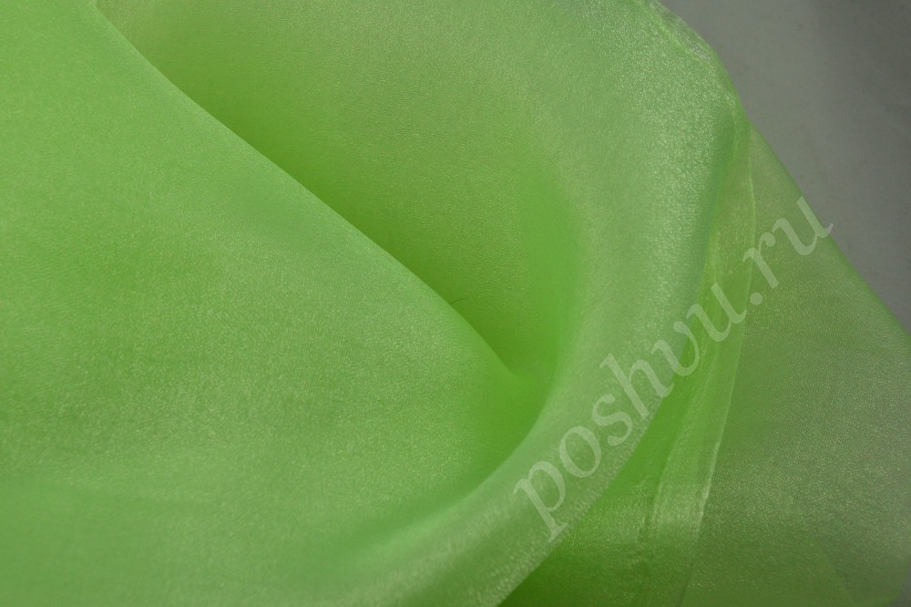 Ткань нежно-зелёная тонкая вискоза органза