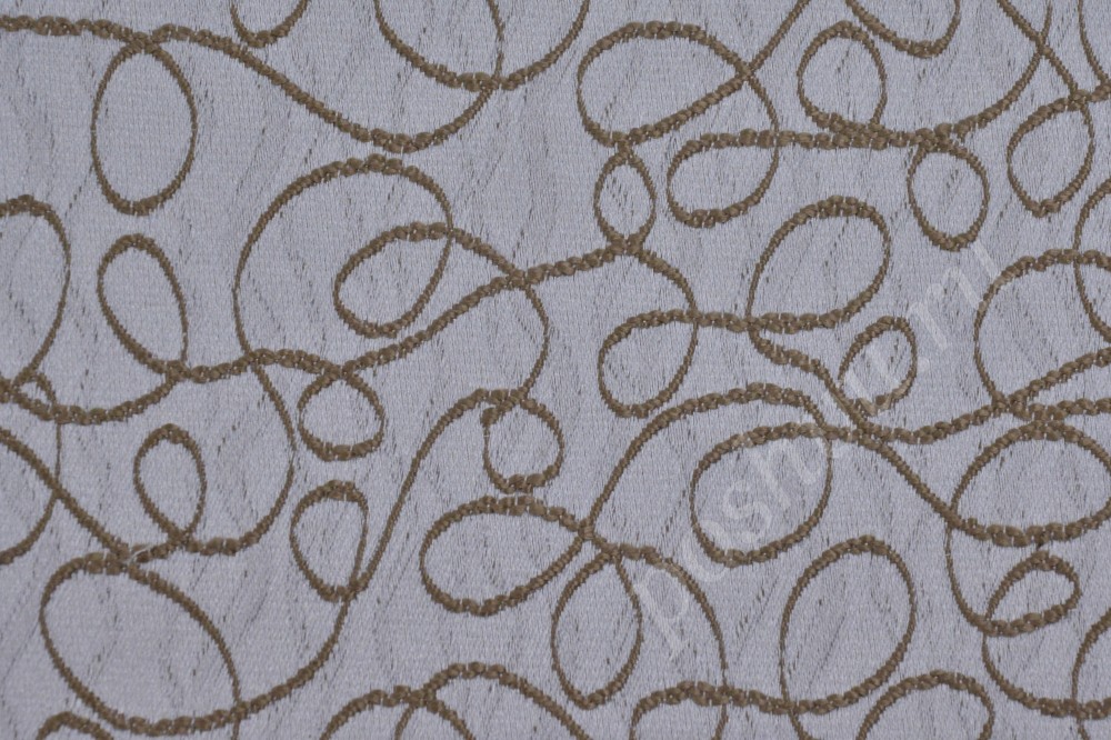 Ткань для мебели кружевной жаккард серебристо-белого оттенка с узором