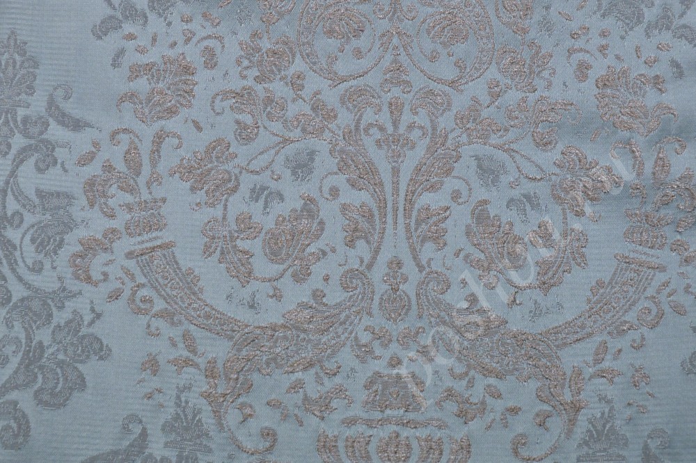Ткань для мебели жаккард голубого оттенка с орнаментом