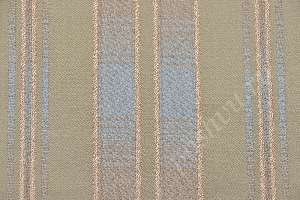 Ткань для мебели жаккард песочного цвета с полосами