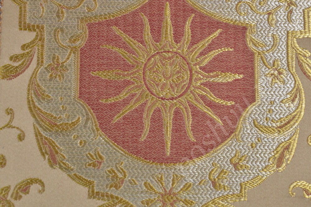 Ткань для мебели жаккард с узором в виде солнца