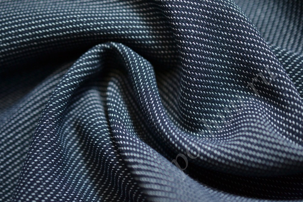 Ткань костюмная сине-белая рябь